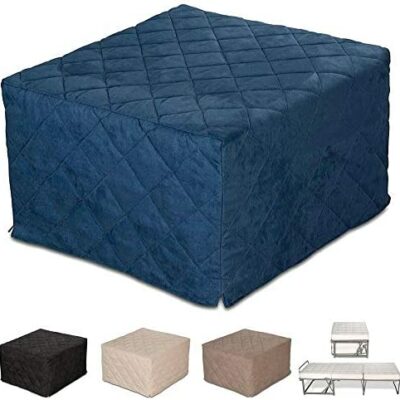 Evergreenweb - Lit futon simple avec matelas en mousse de 10 cm de haut - Suite - Chambre à coucher, Rangement pliable dans la chambre ou le salon, Repose-pieds Futon, Pouf, Offre en tissu amovible.  (bleu)