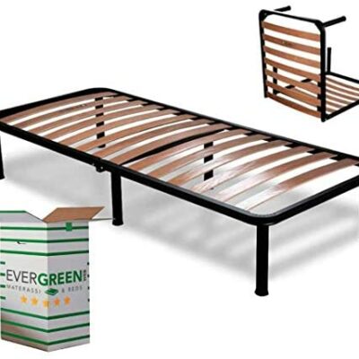 Evergreenweb - Sommier Pliant Orthopédique Hauteur 35 cm - Sommier à Lattes en Bois Renforcé - Avec 6 Pieds Amovibles (90x200 cm)