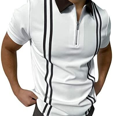 LAOSU Polo à Manches Courtes pour Homme Streetwear Chic Grande Taille Beau Printemps Été Pas Cher Confort Rétro Col Zip Hauts Décontractés T-Shirts Imprimés Golf Athleisure Tops T-Shirts Mode