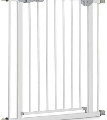 Barrière de sécurité pour enfants Hauck avec fermeture automatique N stop / pas de perçage nécessaire / de 75 à 80 cm / automatique / extensible avec rallonges (non incluses) / métal / blanc