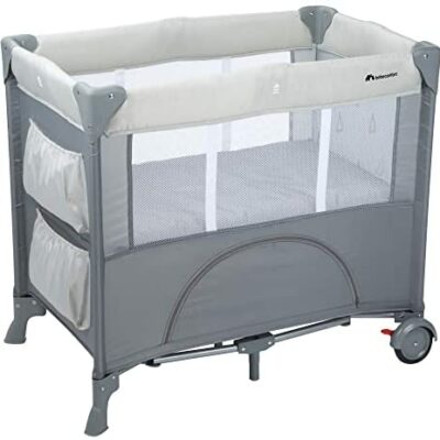 Bebe Confort Mini Dreams, lit de voyage bébé, lit de voyage compact et confortable, de la naissance à 9 mois, max 9 kg, gris chaud (gris)