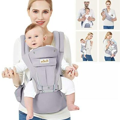 Porte-bébé ergonomique Viedouce avec assise sur les hanches / Coton Léger Respirant / Multi-Positions : Maintien du dos, Réglable pour Nouveau-né et Tout-petit de 3 à 48 mois (3,5 à 20 kg)