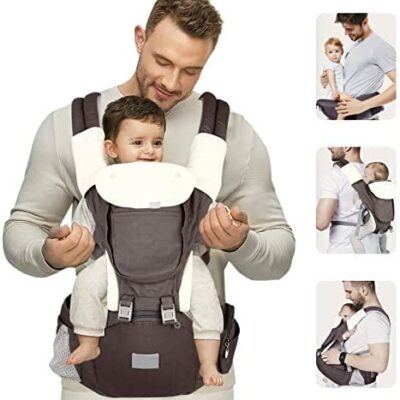 Porte-bébé, porte-bébé multifonctionnel et ergonomique 12 en 1 avec siège, adapté aux bébés de 3 à 36 mois, ceinture réglable et tissu en maille 3D, poids max 20kg