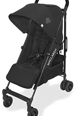 Maclaren Quest Arc Poussette de marche compacte et légère pour bébés jusqu'à 25 kg, dessus extensible UPF 50+, poignée unique, siège inclinable avec housse de pluie - Noir