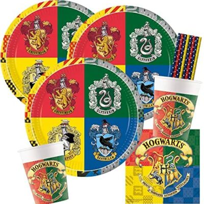 procos/spielum Set de fête Harry Potter 44 pièces - assiettes, tasses, serviettes, pailles pour 8 enfants