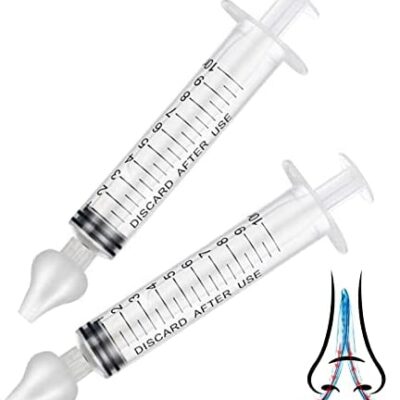 CaiTang 2PCS Irrigateur nasal pour bébé, Aspirateur nasal pour bébé, Seringue pour bébé, Nettoyant nasal professionnel pour bébé avec embout nasal en silicone réutilisable - 10 ml