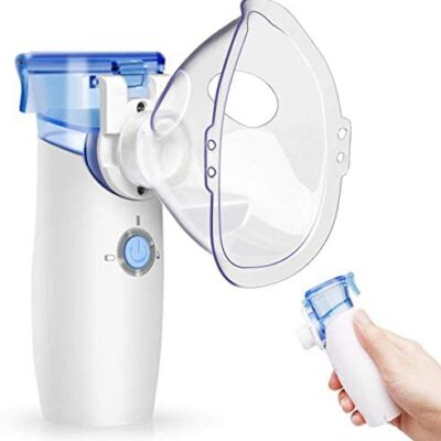 Inhalateur d'aérosol silencieux pour nébuliseur portable avec embout buccal et masque pour enfants et adultes Asthme Maladie respiratoire VXDAS (Bleu)