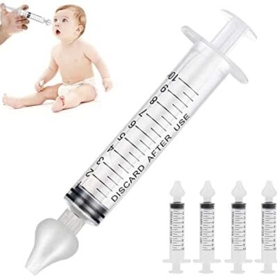 Rinçage nasal pour bébé, seringue de rinçage nasal de 10 ml, nettoyant pour le nez avec embout nasal en silicone nettoyable et réutilisable Nettoyant de rinçage nasal de sécurité pour le nez (4 pièces)