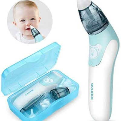 WADEO Aspirateur nasal électrique pour bébé, aspirateur nasal électrique pour bébé, aspirateur nasal pour bébé et aspirateur d'oreille (embouts en silicone de 3 tailles)