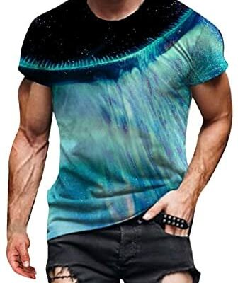 Universal New Men's T Shirt Short Sleeve Starry Print Men's T Shirt O Neck Humour White Polo Basic Fashion Shirt Fitted T Shirt for Sports Retro Streetwear Goods Simple and Cheap