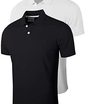 FULL TIME SPORTS® Lot de 2 polos à manches courtes pour homme, hauts de golf et de tennis décontractés et confortables