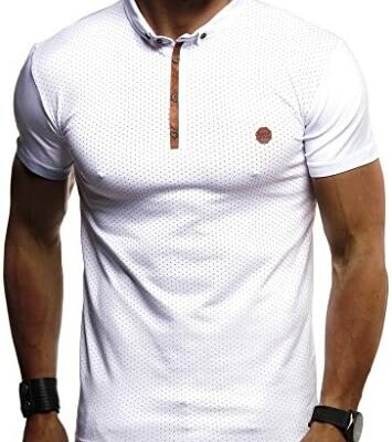 Leif Nelson LN1295 T-shirt d'été à manches courtes pour homme Coupe ajustée en coton Noir