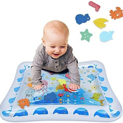 Airlab Tapis d'activité gonflable pour bébé, Tapis d'eau gonflable pour enfants, Tapis de jeu gonflable PVC Garçons Filles Plus 3 6 9 12 mois, Cadeau Anniversaire Pâques Noël Jeux 70x50 cm