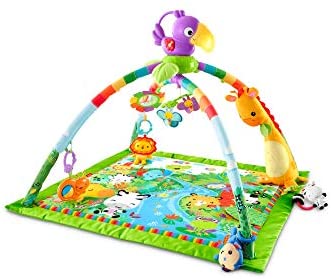 Fisher-Price - Tapis de Jeu Jungle - 10+ Jouets d'éveil pour Bébé - 3 Modes de Jeu - Toucan Amovible - Lavable - Cadeau de Naissance, GXC35