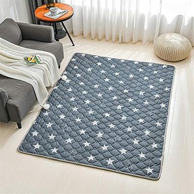 Hiseng Bébé Enfants Tapis de Jeu Pliable Ramper et Tapis de Jeu pour Bébé Tapis de Ramper en Coton Doux Filles Garçons Éducation Précoce Décoration de Chambre d'Enfants (Étoiles Grises, 150x200cm)