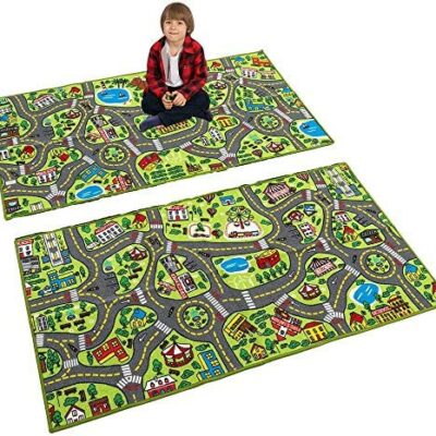 JOYIN Tapis de jeu 80x150cm Convient aux enfants de 3 ans Tapis de circuit Grand tapis de jeu dans la salle de jeux