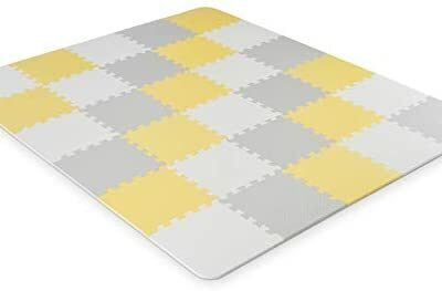 Kinderkraft Tapis de jeu pour bébé LUNO, Education, Puzzle en mousse, Jaune