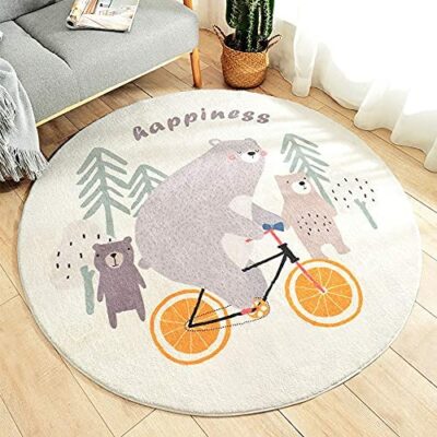 Tapis de chambre d'enfant lavable Tapis de chambre de bébé rond Tapis de salon d'enfant moelleux Grand tapis de jeu pour enfants Tapis décoratif Bebe 140 cm