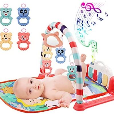 Tapis de musique et de piano pour bébé, tapis d'activité MOOKLIN ROAM, musique et lumière pour bébé, piano de musique pliable jouant un tapis de gymnastique avec arche