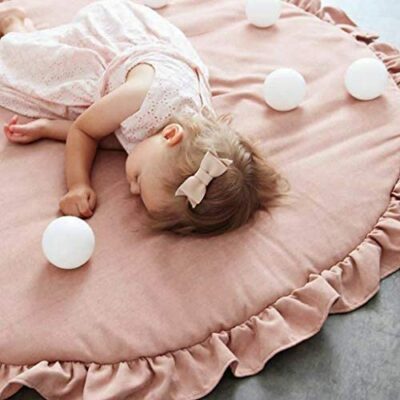 Tapis rampant pour bébé, tapis de jeu en dentelle au sol, tapis de jeu rond en coton, tapis rampant, tapis de couchage pour bébé, décoration de chambre (A)