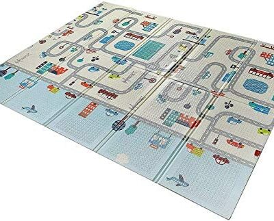 Babify Baby Play Mat Épaisseur 1,5 cm (Pliable, Antidérapant, Réversible, Imperméable, Portable, Double Face pour Petits Enfants et Bébés), 180 x 200 x 150 cm