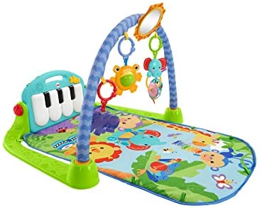 Fisher-Price Piano Blue Baby Music Activity Play Mat avec aire de jeux et 4 modes, pack fermé, dès la naissance, HBB73