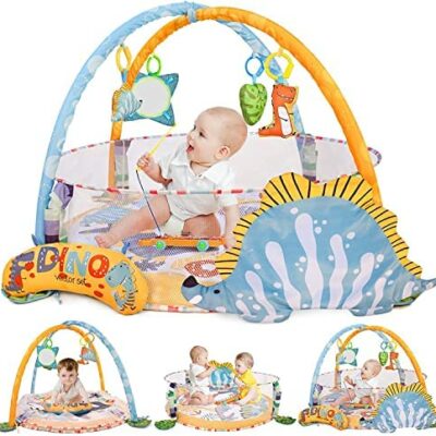 Gymini Tapis d'activité pour bébé | Tapis de jeu pour bébé avec coussin amovible et sac de rangement dès la naissance