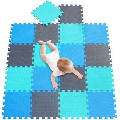 Meiqicool Bébé Puzzle Tapis en Mousse 18 Pièces/Tuile 30x30cm Toddler Kids Heavy Duty Tapis de Jeu en Mousse Souple Puzzle Tapis de Jeu Bleu Vert Gris 070812