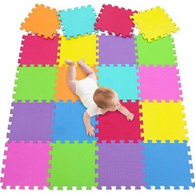 Meiqicool tapis d'activité en brique de mousse de sol pour enfants à emboîtement de 20 couleurs tapis de puzzle 3009G20