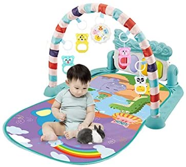 Richolyn Tapis de jeu doux pour bébé Tapis de jeu portable Tapis de jeu musical pour bébé avec arche réglable Tapis d'activité et de jeu pour bébé, Tapis de jeu pour bébé de 0 à 24 mois