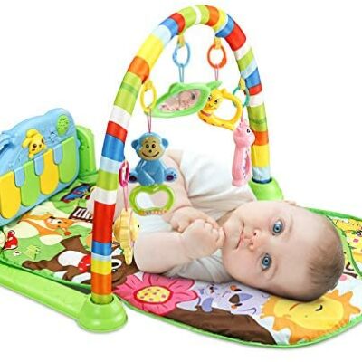 Tapis de jeu et d'activité pour bébé, 3 en 1 Tapis de jeu de piano pour bébé Cadeau de musique et de lumière pour les nouveau-nés de 0 à 36 mois