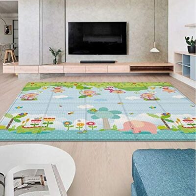 Tapis en mousse pour bébé Gedar, tapis de jeu pliable pour bébé, tapis non toxique avec motif de singe, double face disponible