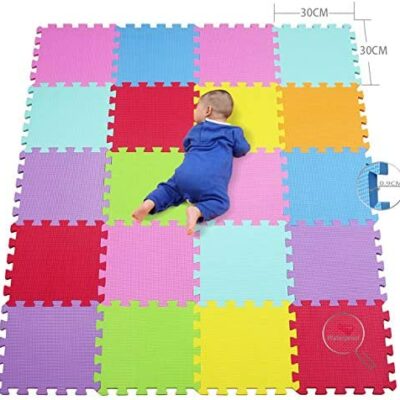 qqpp Tapis de bébé en mousse EVA Puzzle - Idéal pour les tapis de jeu pour enfants, 20 pièces (30 * 30 * 0,9 cm), orange, rose, jaune, bleu, vert, rouge, violet.  QQC-BCEGHKa20N