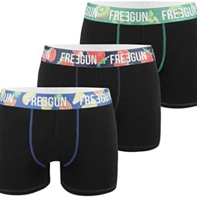 FREEGUN Boxer en microfibre solide pour homme en coton biologique (lot de 3)