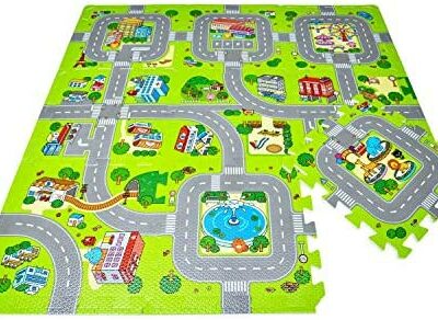 Leo & Emma Street Games Puzzle Mat Floor Puzzle Mat, Traffic Circuit, 9 pièces 30 x 30 cm (Urbain)