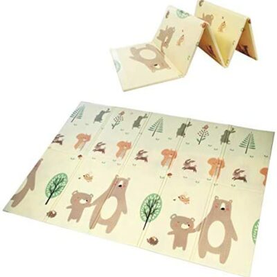 Tapis de jeu pour bébé, tapis de jeu en mousse XPE imperméable réversible surdimensionné, tapis de jeu pliable antidérapant (145x195x1cm)