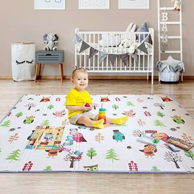 Tapis de jeu pliable pour bébé - Fabriqué en mousse XPE - Non toxique - Résistant à l'eau - Facile à nettoyer - Extra large - Doux - Épais - Utilisation des deux côtés pour les nourrissons 200 x 180 x 1,5 cm