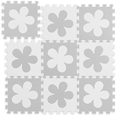 Tapis de jeu en mousse EVA Relaxdays, sans substances dangereuses, 91,5 x 91,5 cm, blanc/gris, 10037471_685, 1 x 91,5 x 91,5 cm