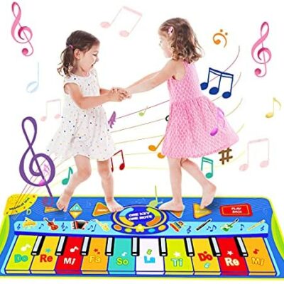 BelleStyle Tapis de Musique, Tapis de Danse, Tapis de Jeu pour Piano, Tapis de Musique éducatif Jouet Cadeau pour Enfants Nourrissons 1 2 3 4 5 Ans Garçons Filles - 8 Sons d'Instruments Tapis de Sol pour Bébé - 130 x 48 cm