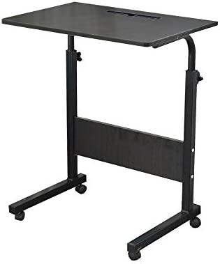 Sogesfurniture Table roulante pour canapé-lit pour ordinateur portable à hauteur réglable, petite table d'appoint amovible de 60 x 40 cm avec roulettes et fentes pour étagères, noir 05#3-60BK-BH