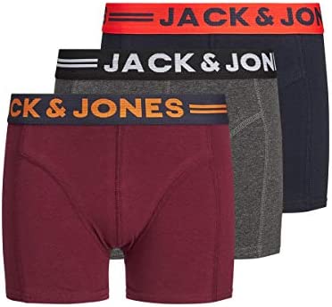 Jack & Jones Boxer pour garçon (lot de 3), gris foncé chiné, taille garçon 176