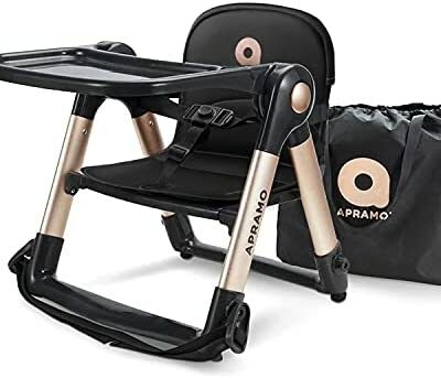 Apramo Flippa Siège rehausseur pour enfant Siège enfant portable avec ceinture de sécurité Table à manger stabilisatrice Plateau amovible (Magic Gold)