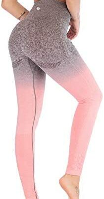 Leoyee Leggings de fitness sans couture Power Stretch taille haute pantalons de yoga femmes Running Leggings d'entraînement