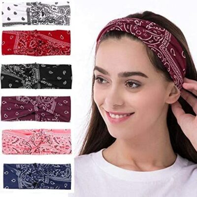 Bohend Boho Large Gamme Élastique Boho Bandeau Bandeau Cross Hairband Sports Yoga Quotidien Accessoires Cheveux pour Femmes et Filles (6 Pièces)