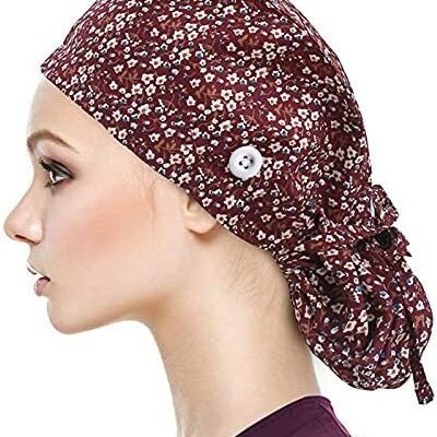 Jessboyy Scrub Cap avec bouton Fluffy Cap avec bandeau pour homme et femme, Chemical Bandana, Nurse Cap Long Hair