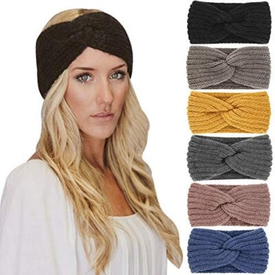 DRESHOW 6 pièces bandeau femmes bandeau hiver tricot bandeau cache-oreilles chaud noué élastique bandeau