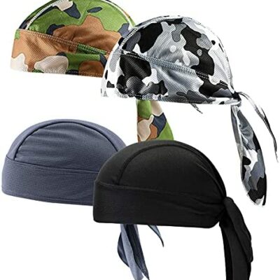 Triple Casquette De Cyclisme, 4pcs Casquette De Cyclisme Bandana Respirant Bandeau De Sport Casquette De Cyclisme Séchage Rapide Vélo Crâne Cap Moto Chapeau VTT Alpinisme Casque Pirate Chapeau Protection UV