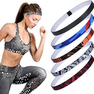 URAQT 5-Pack Bandeau de Sport, Bandeau de Sport Antidérapant, Bandeau de Sport Bandeau élastique pour Jogging Football, Yoga Workout Femme Homme (Couleur)