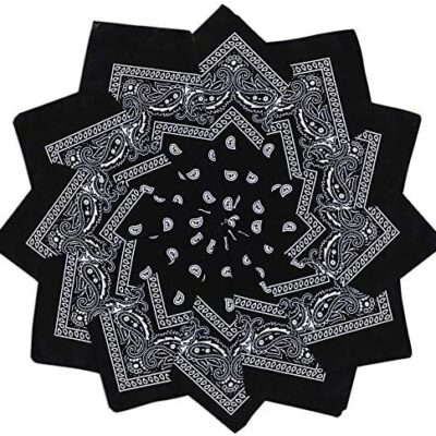 Vivibel Lot de 12 bandanas en coton 55 x 55 cm Bandanas chinés pour bandanas de cou