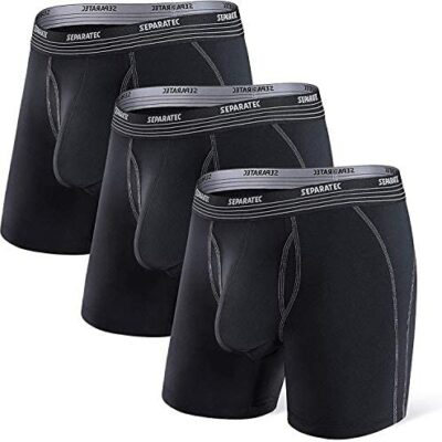 Performec Lot de 3 boxers pour homme avec poches séparées, fibre de bambou douce respirante et braguette